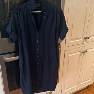 J. Crew Navy Irish Linen Shirtdress